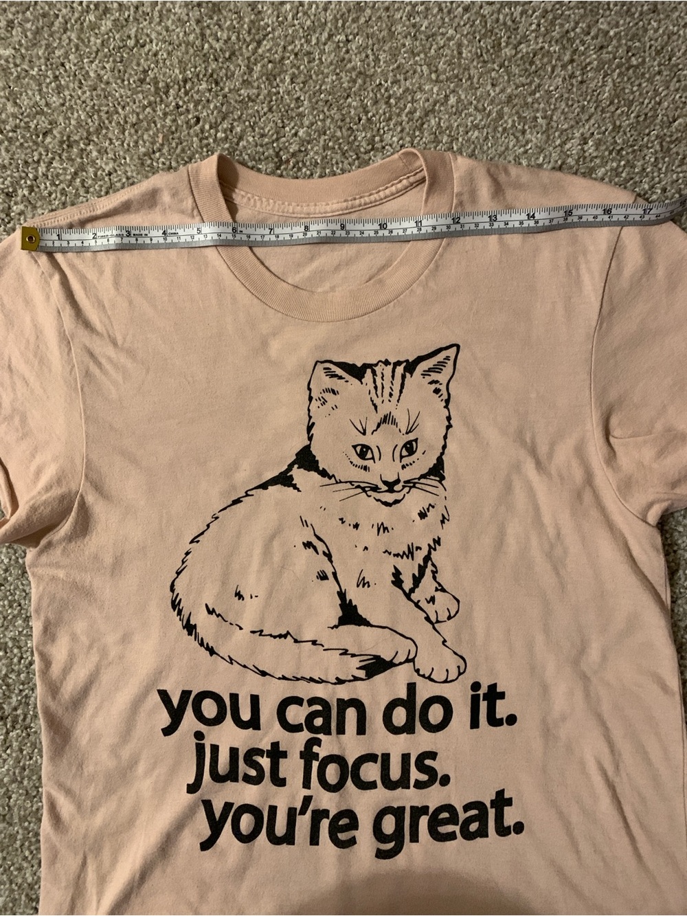 Soft Pink Cat Graphic Tee - Encouraging Message - Picture 2 of 5